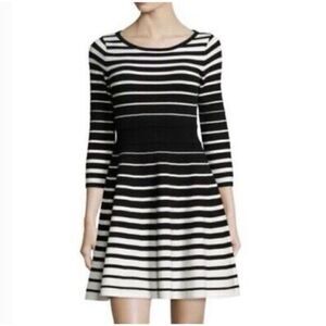 Milly New York Degrade A Line Striped Dress Size Small Black White